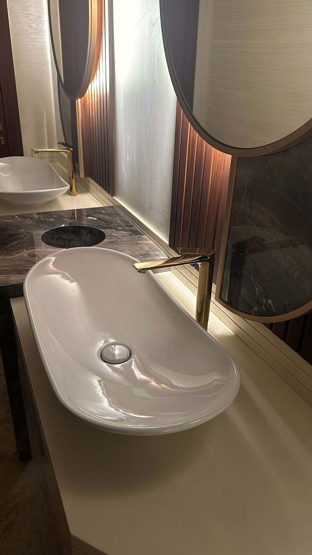 Vessel basin with brass tap
