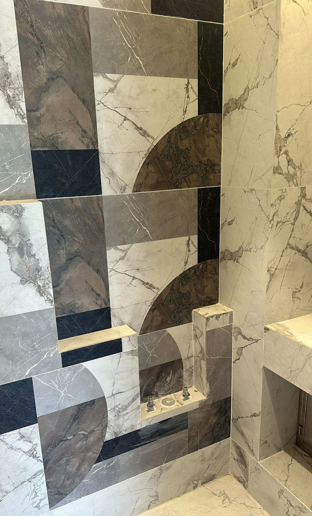 Geometric marble bathroom