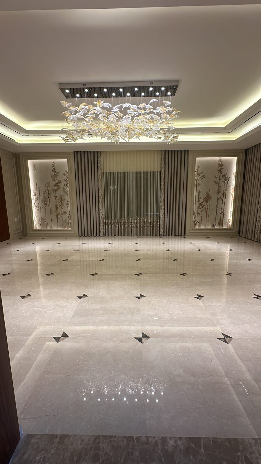 Reception hall with crystal chandelier