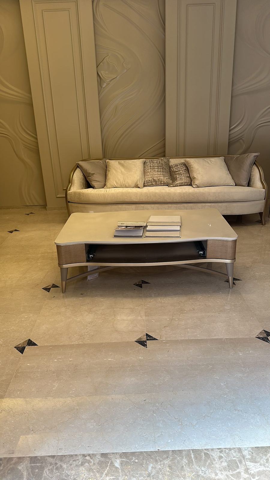 Salon seating on marble floor